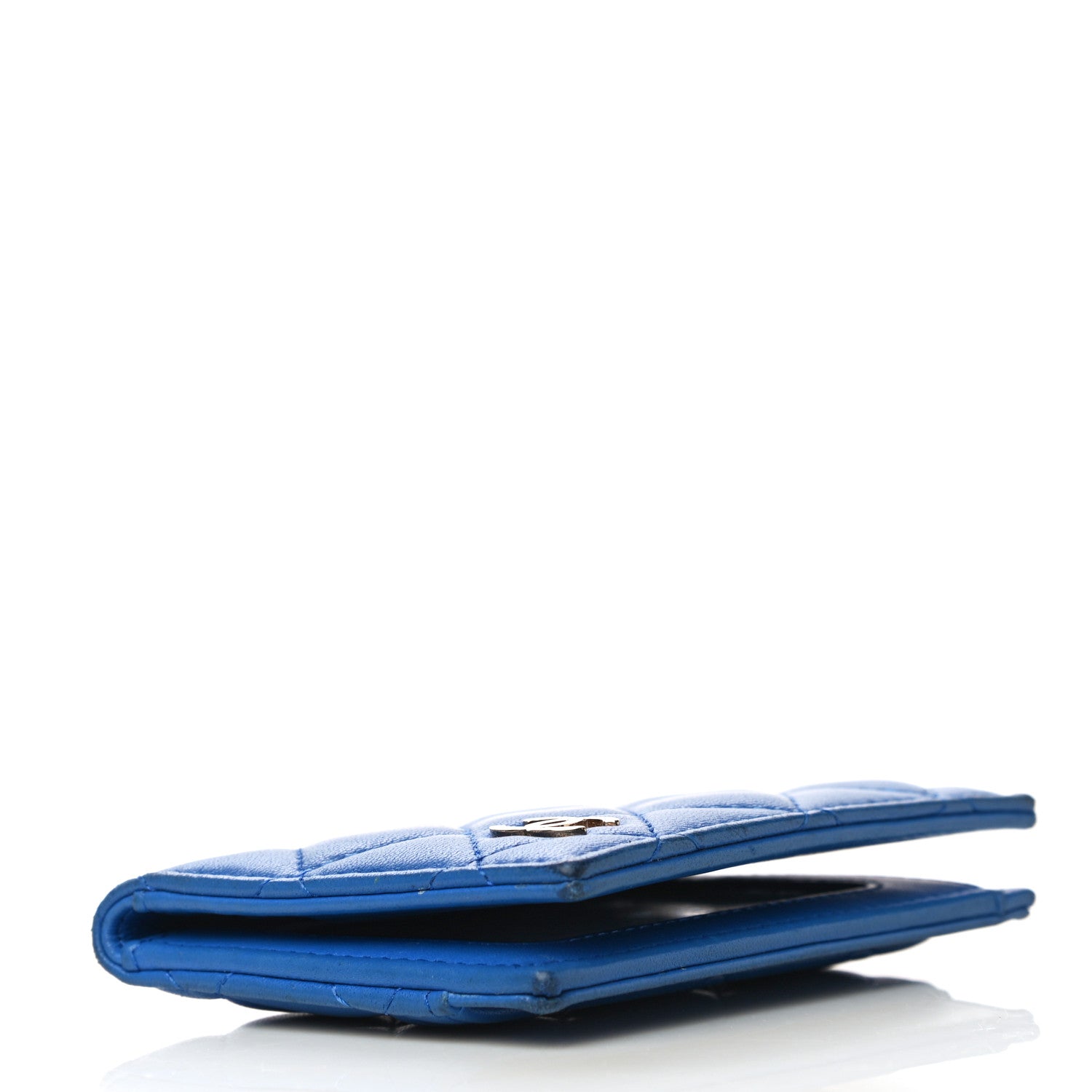 Chanel Lambskin Quilted Card Holder Wallet Blue 4 of 19