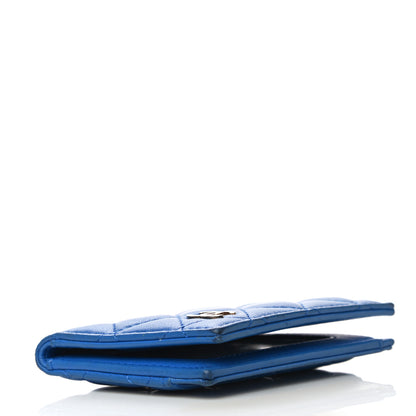 Chanel Lambskin Quilted Card Holder Wallet Blue 4 of 19