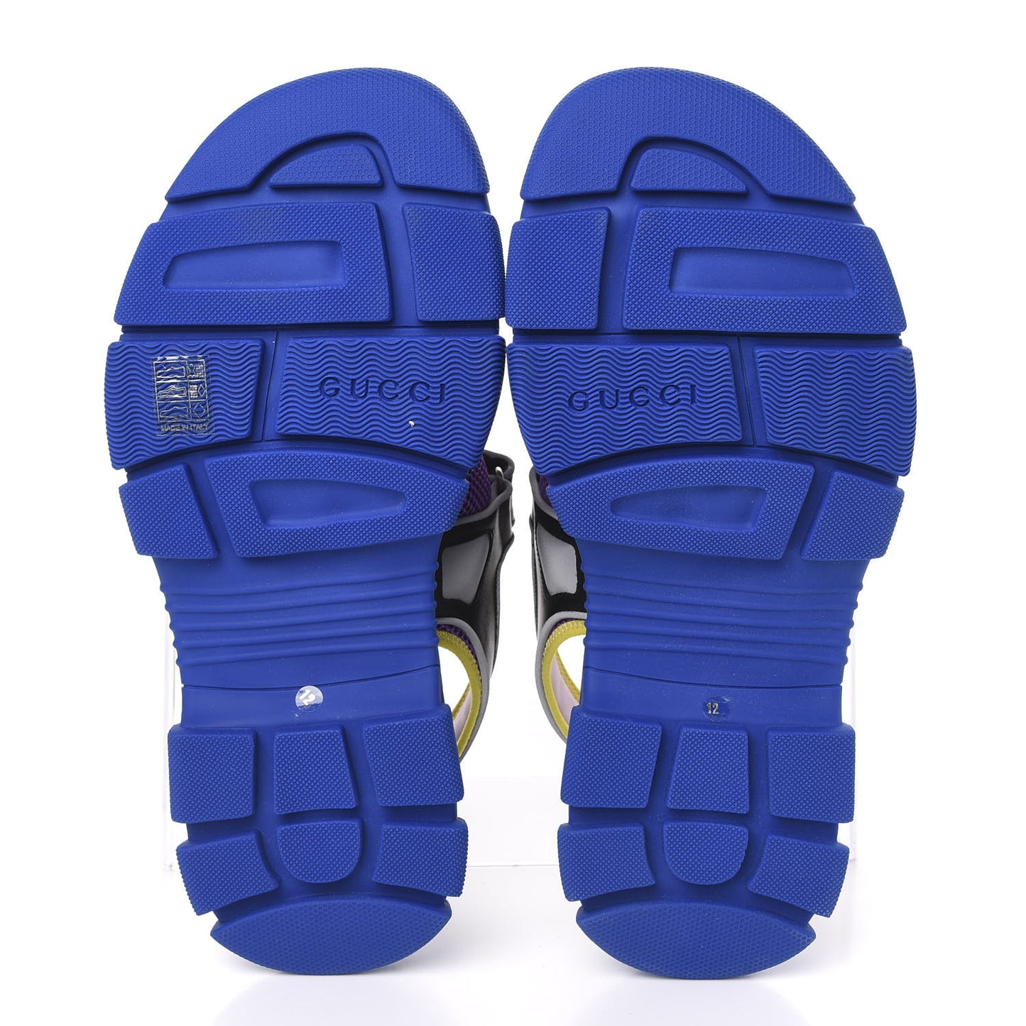 X SEGA Calfskin Mesh Mens Aguru Sandals 12 Black Blue Purple