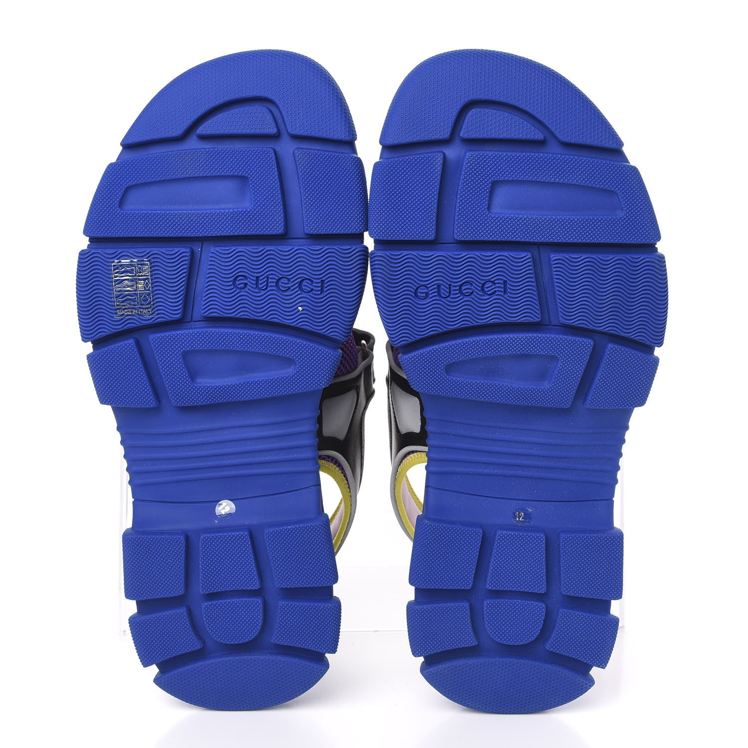 Gucci X SEGA Calfskin Mesh Mens Aguru Sandals 12 Black Blue Purple 5 of 9