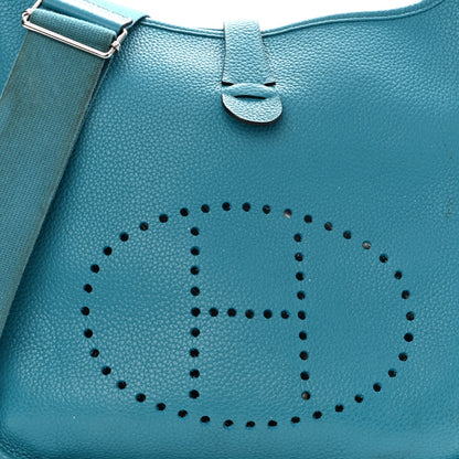 Hermes Taurillon Clemence Evelyne III GM Turquoise 7 of 15