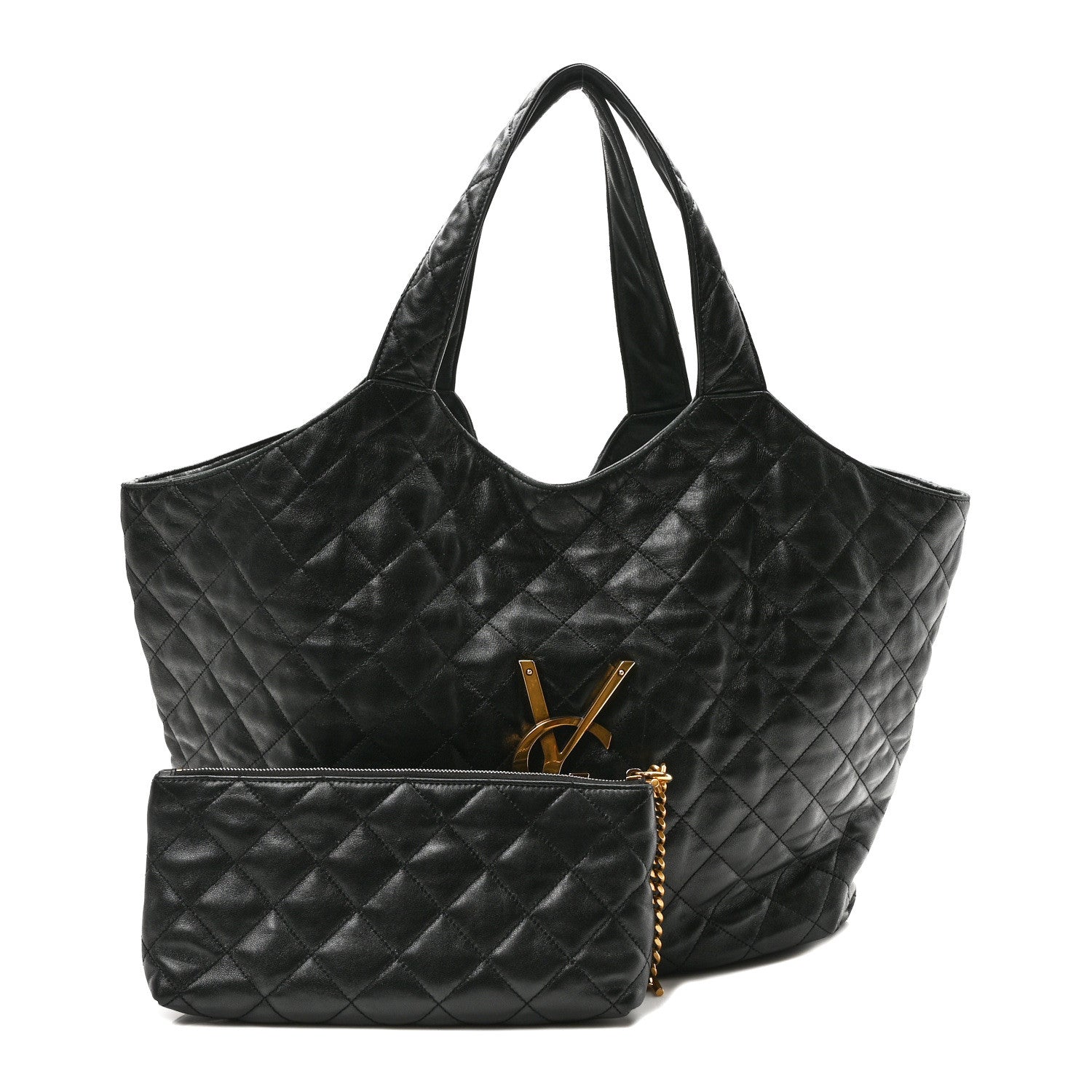 Saint Laurent Lambskin Quilted Maxi Icare Shopping Tote Black 3 of 11