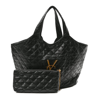 Saint Laurent Lambskin Quilted Maxi Icare Shopping Tote Black 3 of 11