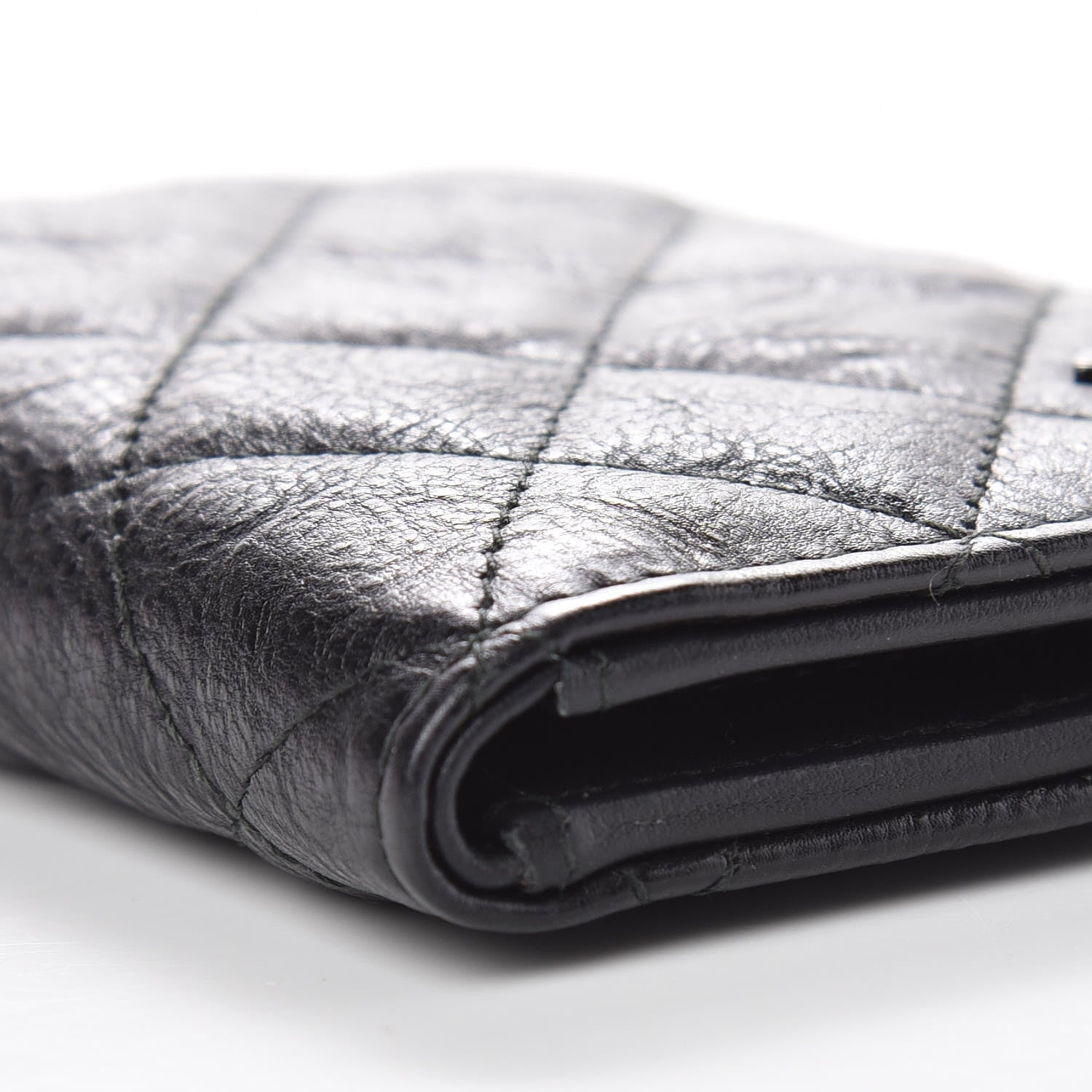 Chanel Crumpled Calfskin Quilted Card Holder Wallet So Black 6 of 10