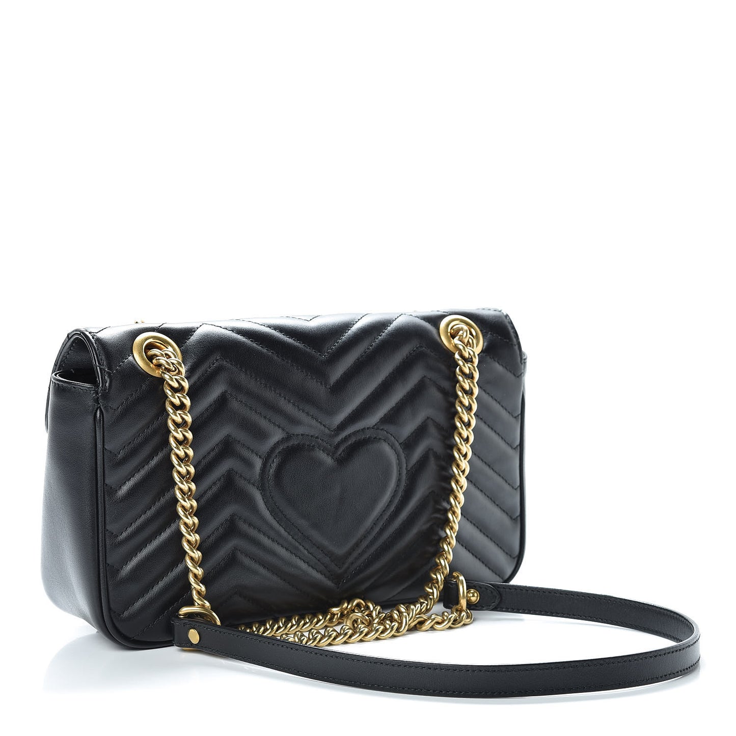 Calfskin Matelasse Small GG Marmont Shoulder Bag Black