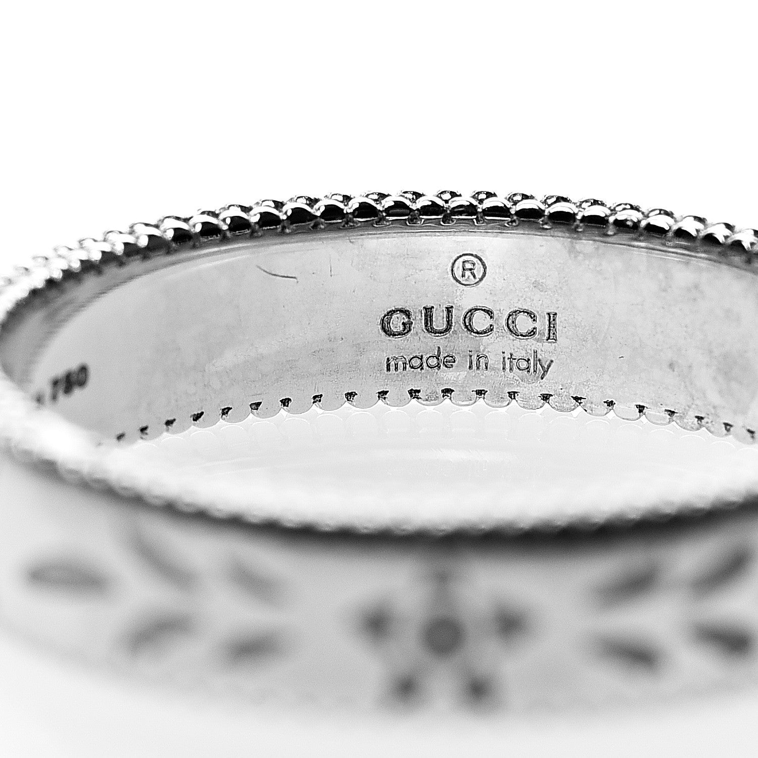 Gucci 18K White Gold Enamel 4mm Icon Blooms Ring 52 6 3 of 4
