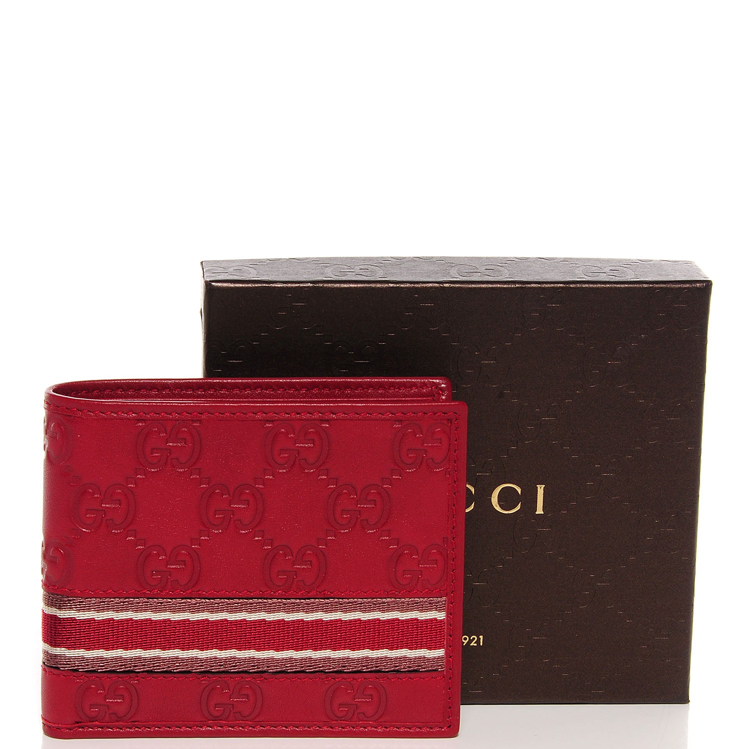 Gucci Mens Guccissima Web Bi-Fold Wallet Red 5 of 8