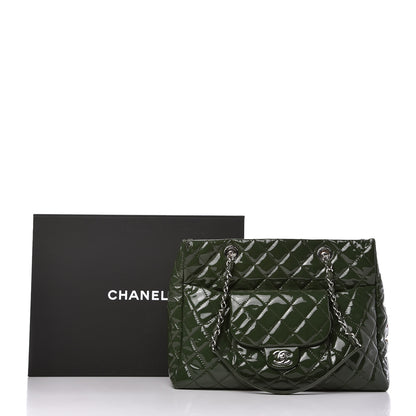 Chanel Patent Quilted Large Coco Shine Shopping Tote Dark Green 11 of 11