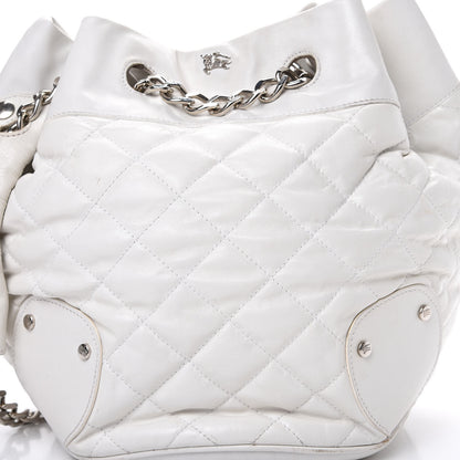 Burberry Calfskin Quilted Bucket Shoulder Bag White 8 of 18