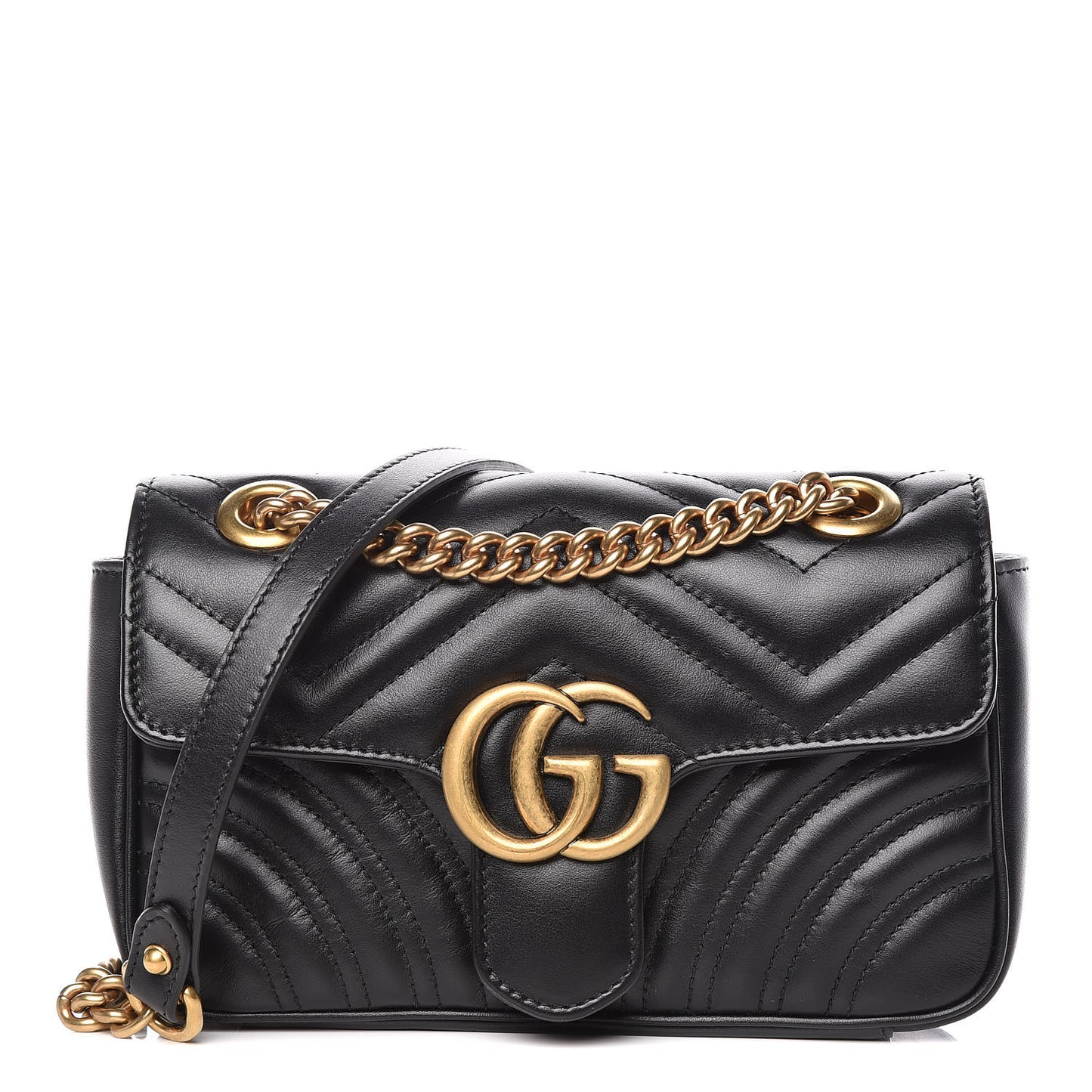 Calfskin Matelasse Mini GG Marmont Shoulder Bag Black