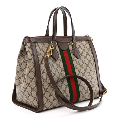 Gucci GG Supreme Monogram Web Medium Ophidia Tote Bag Brown 2 of 11