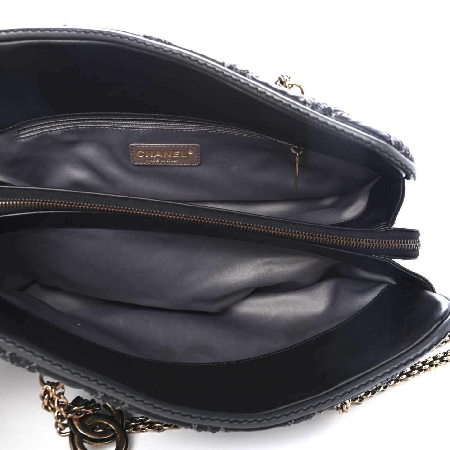 Calfskin Quilted Stitch Triptych Tote Black