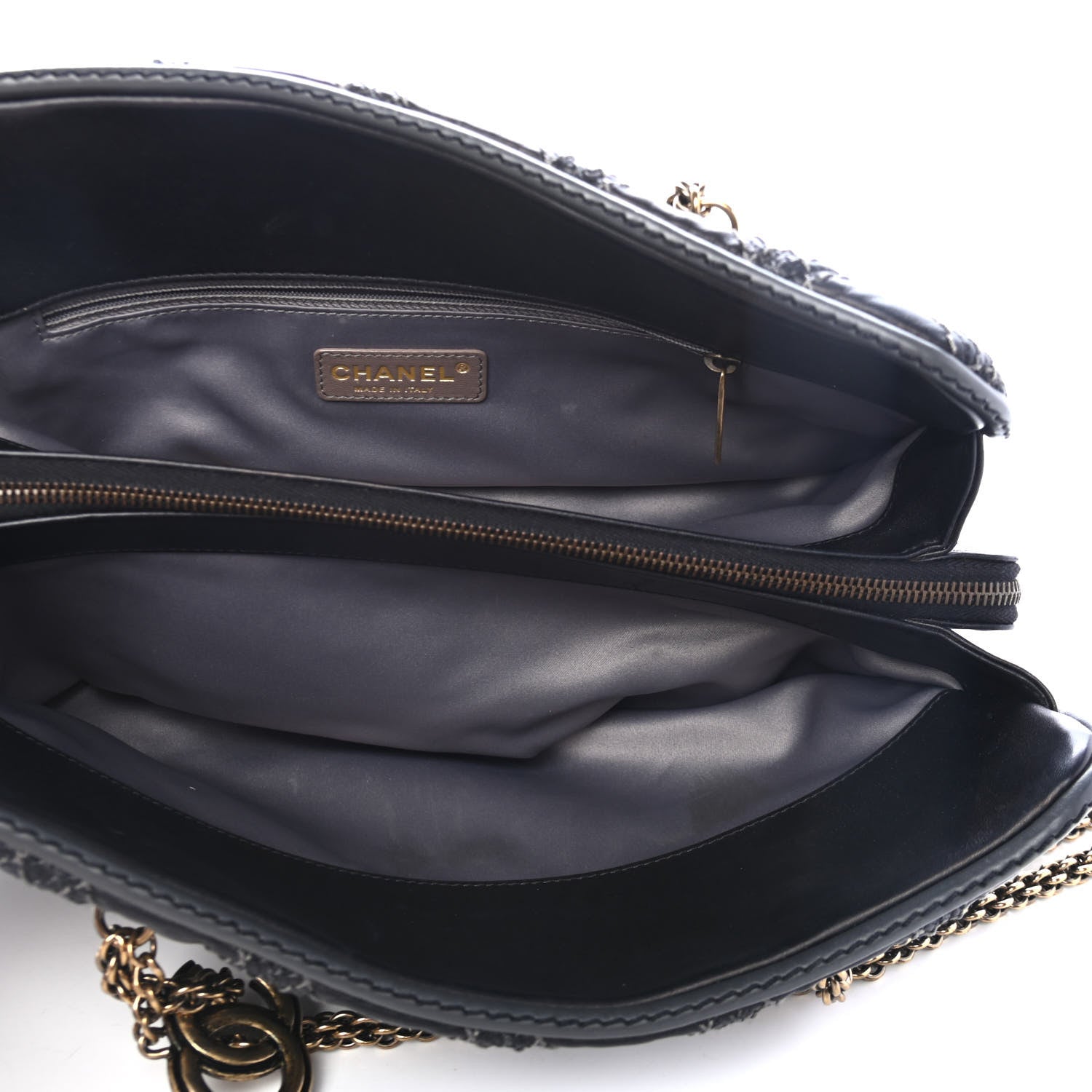 Chanel Calfskin Quilted Stitch Triptych Tote Black 4 of 4