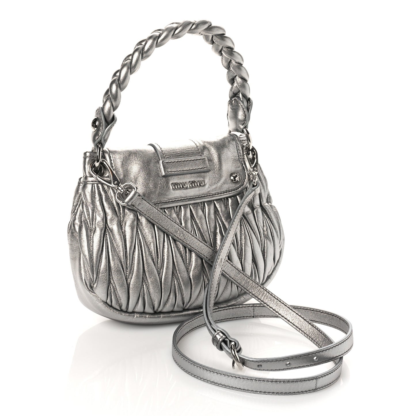 Nappa Matelasse Crystal Embellished Top Handle Satchel Cromo