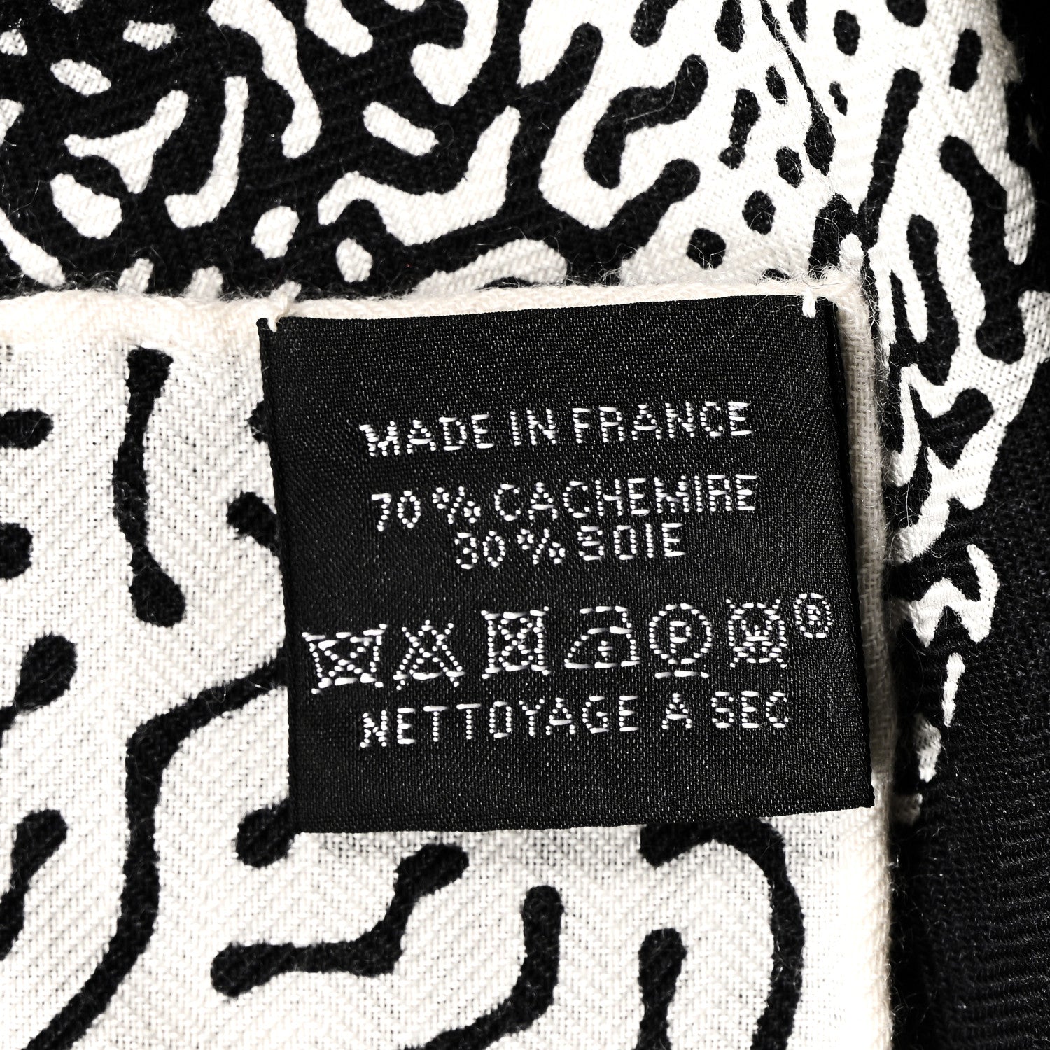 Hermes Silk Cashmere Clair De Lune Shawl 140 Black White 3 of 4