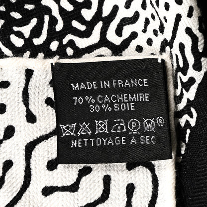 Hermes Silk Cashmere Clair De Lune Shawl 140 Black White 3 of 4
