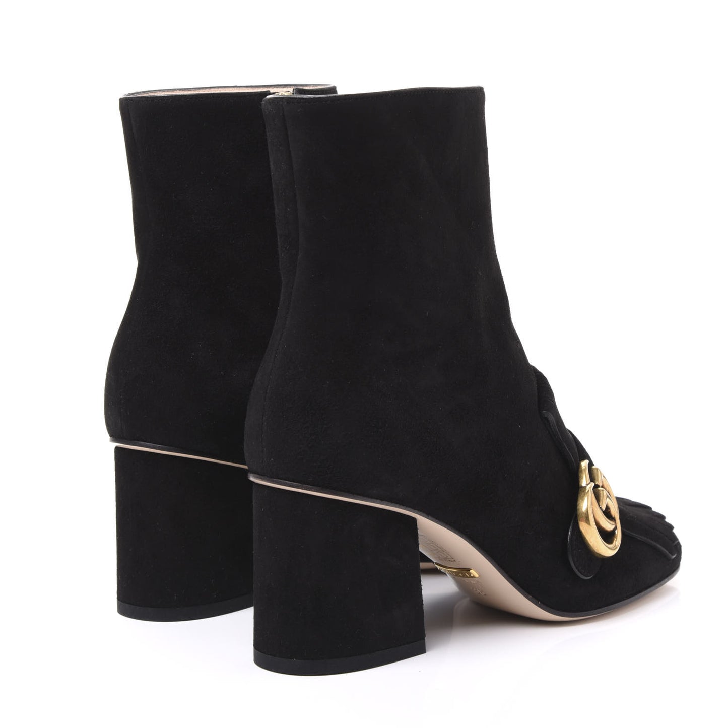 Kid Scamosciato GG Marmont Fringe 75mm Ankle Boots 36 Black