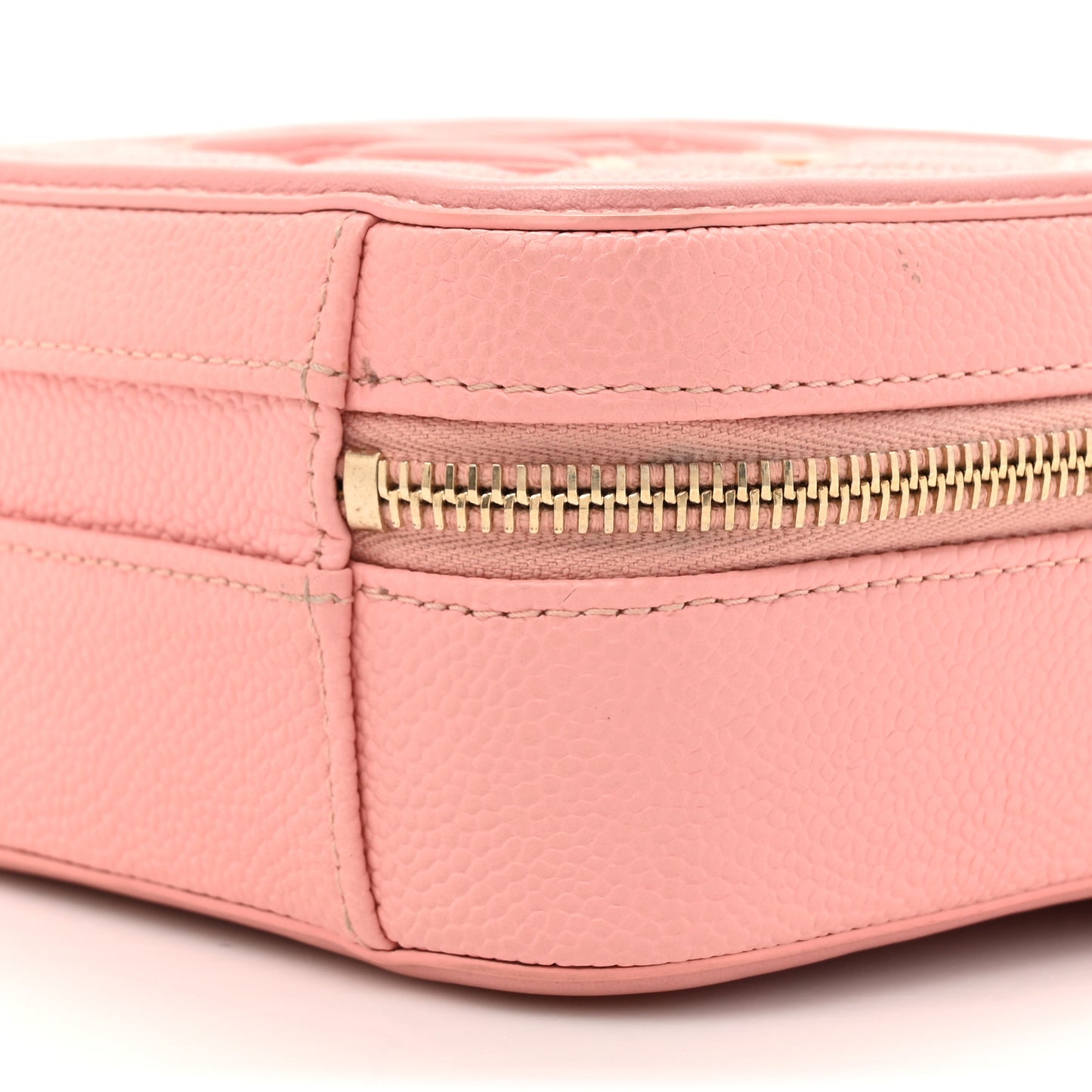 Caviar Quilted Small CC Filigree Vanity Case Rose Pink