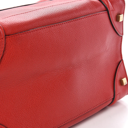 Celine Drummed Calfskin Mini Luggage Coquelicot 9 of 9