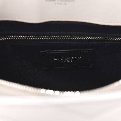 Saint Laurent Calfskin Y Quilted Monogram Medium Loulou Chain Satchel White 9 of 12