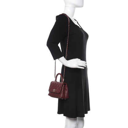 Chanel Caviar Quilted Extra Mini Coco Handle Flap Burgundy 2 of 9