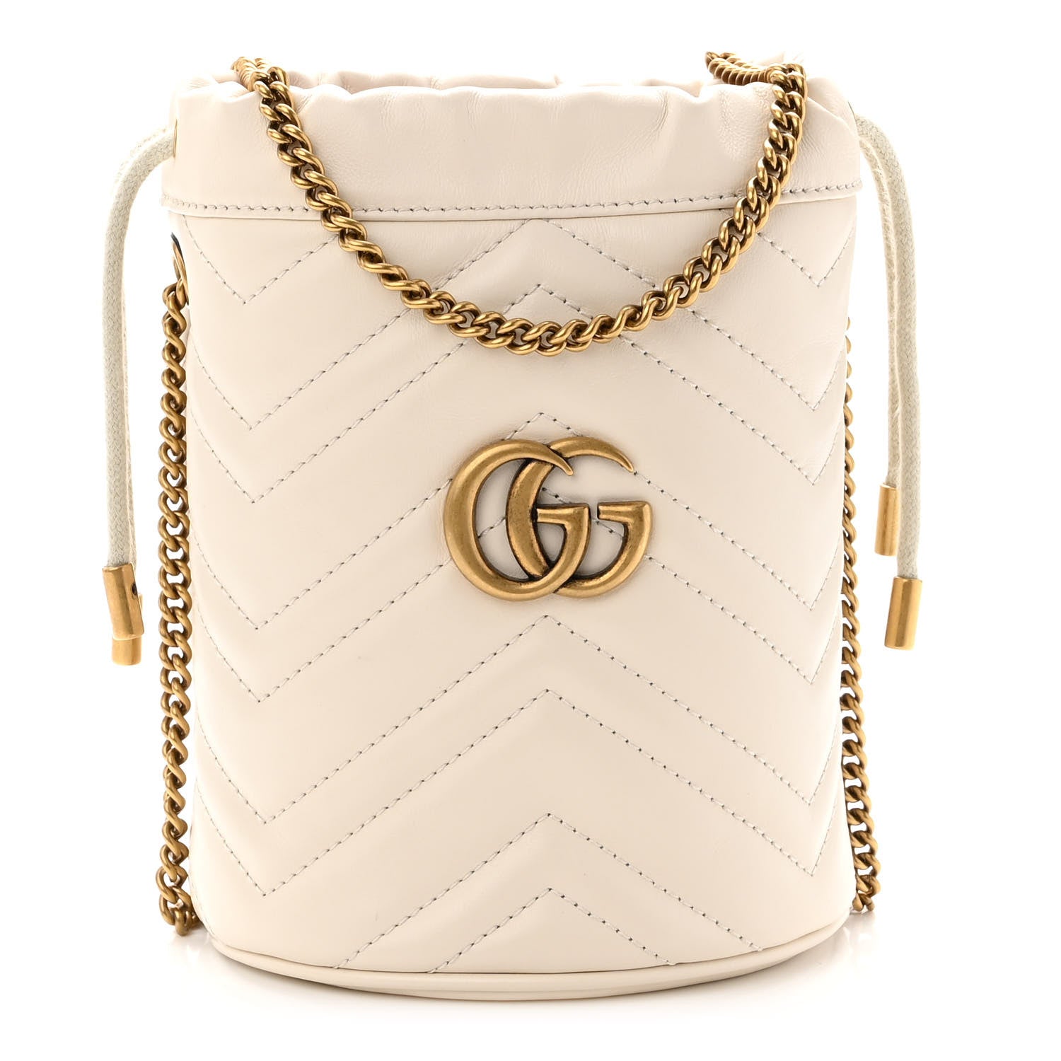 Gucci Calfskin Matelasse Mini GG Marmont 2.0 Bucket Bag White 1 of 9