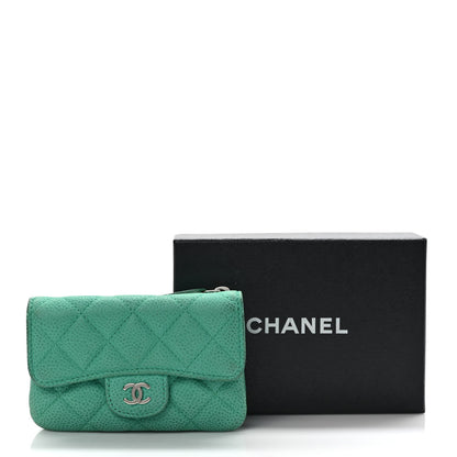 Chanel Iridescent Caviar Quilted Flap Zip Card Holder Green 11 of 11