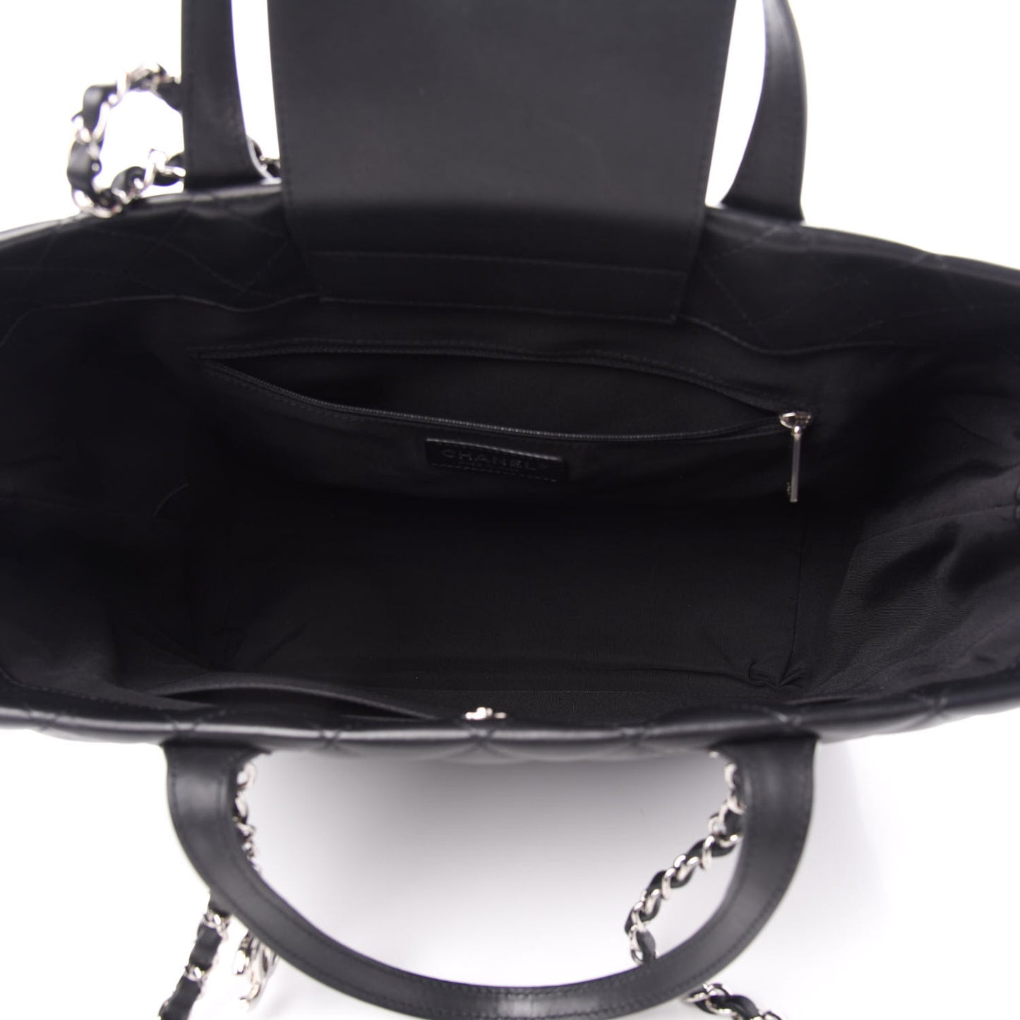 Calfskin Quilted Large Easy Shopping Tote Black