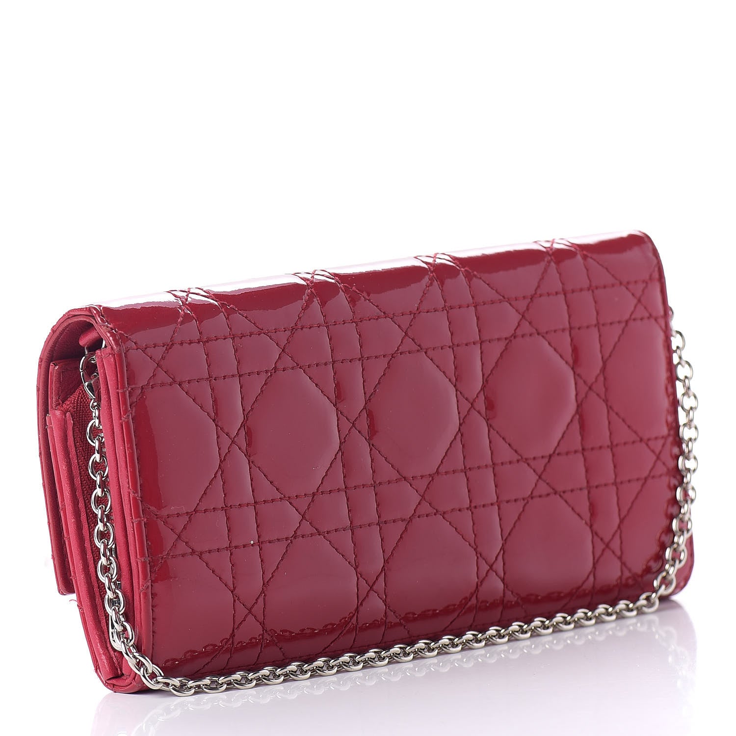Christian Dior Patent Cannage Rendezvous Chain Wallet Pink 3 of 8