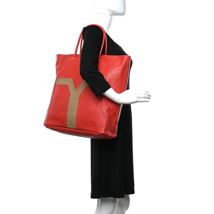 Saint Laurent Calfskin Lucky Chyc Tote Red 2 of 9