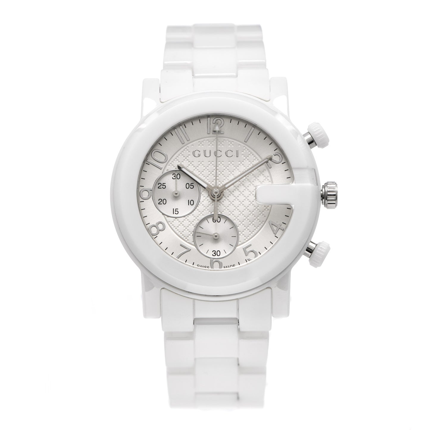 Stainless Steel Ceramic 38mm G-Chrono Chronograph Quartz Watch White