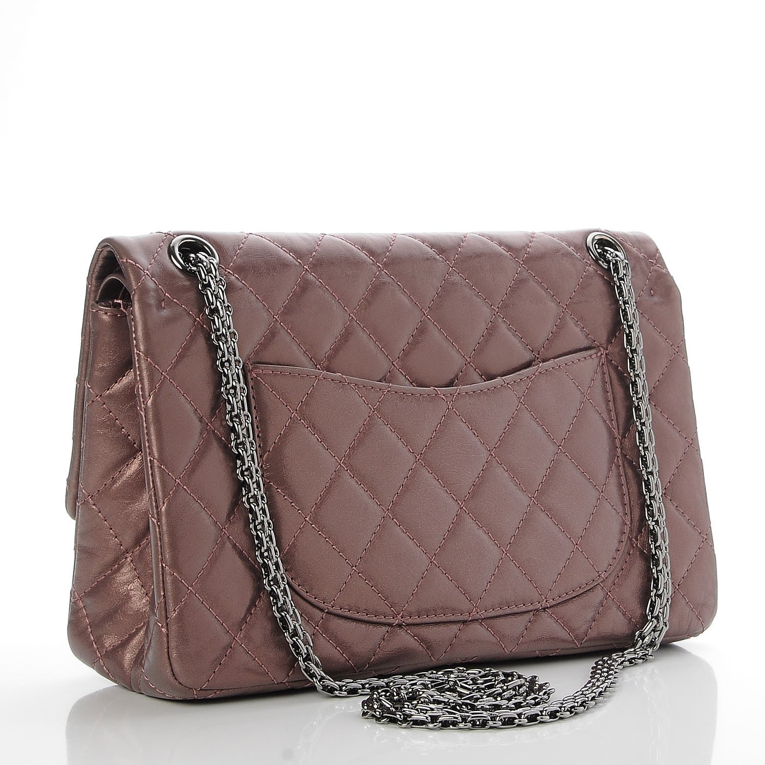 Chanel Metallic Aged Calfskin Quilted 2.55 Reissue 226 Flap Rose Fonce 4 of 10