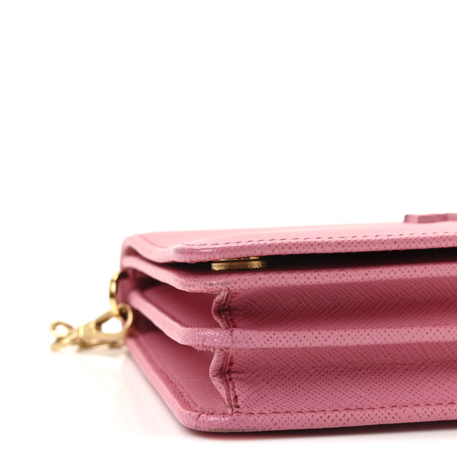 Prada Saffiano Lux Monochrome Chain Wallet Begonia 8 of 9