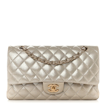Chanel Iridescent Calfskin Quilted Medium Double Flap Light Gold 1 of 12