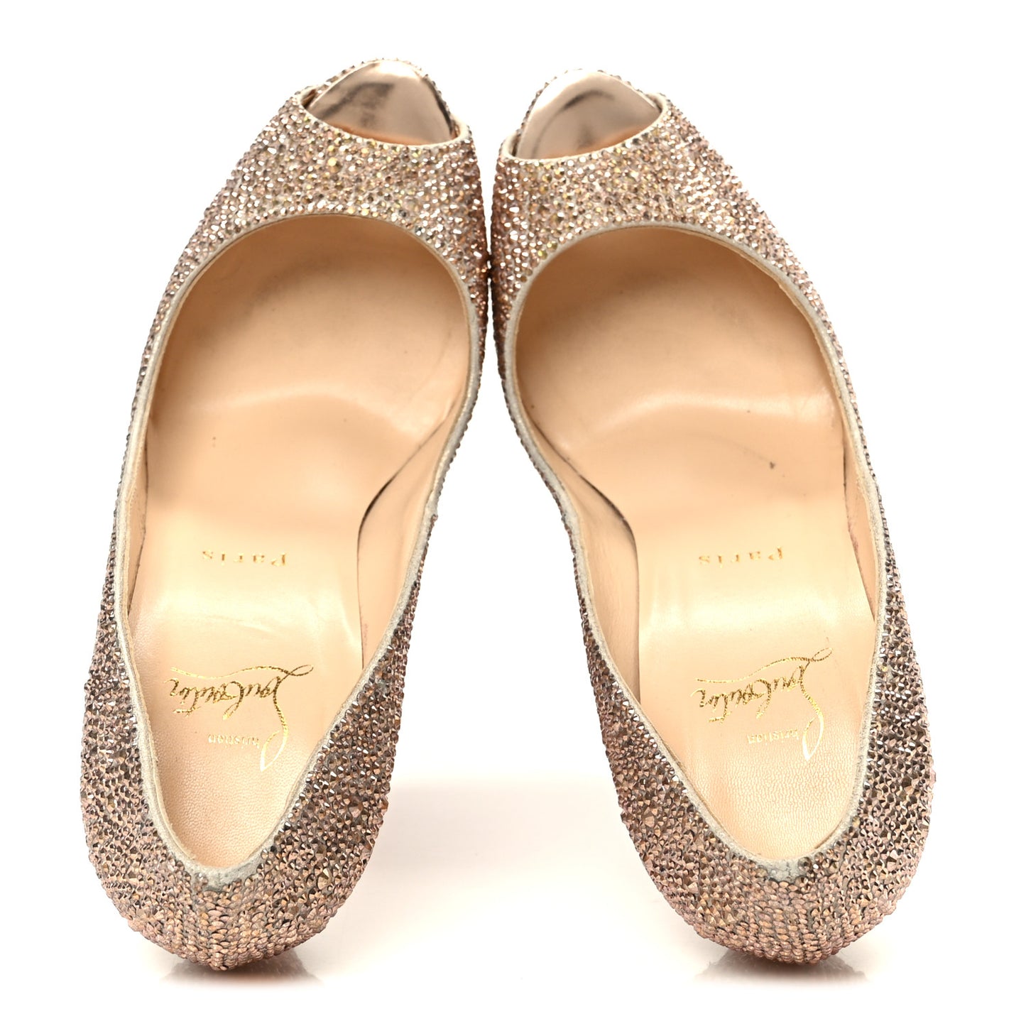 Specchio Strass Crystal Lady Peep 150 Pumps 39.5 Rose Gold