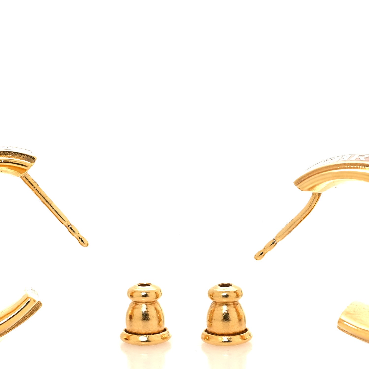 Christian Dior Metal Enamel Code Hoop Earrings Red Gold 3 of 4