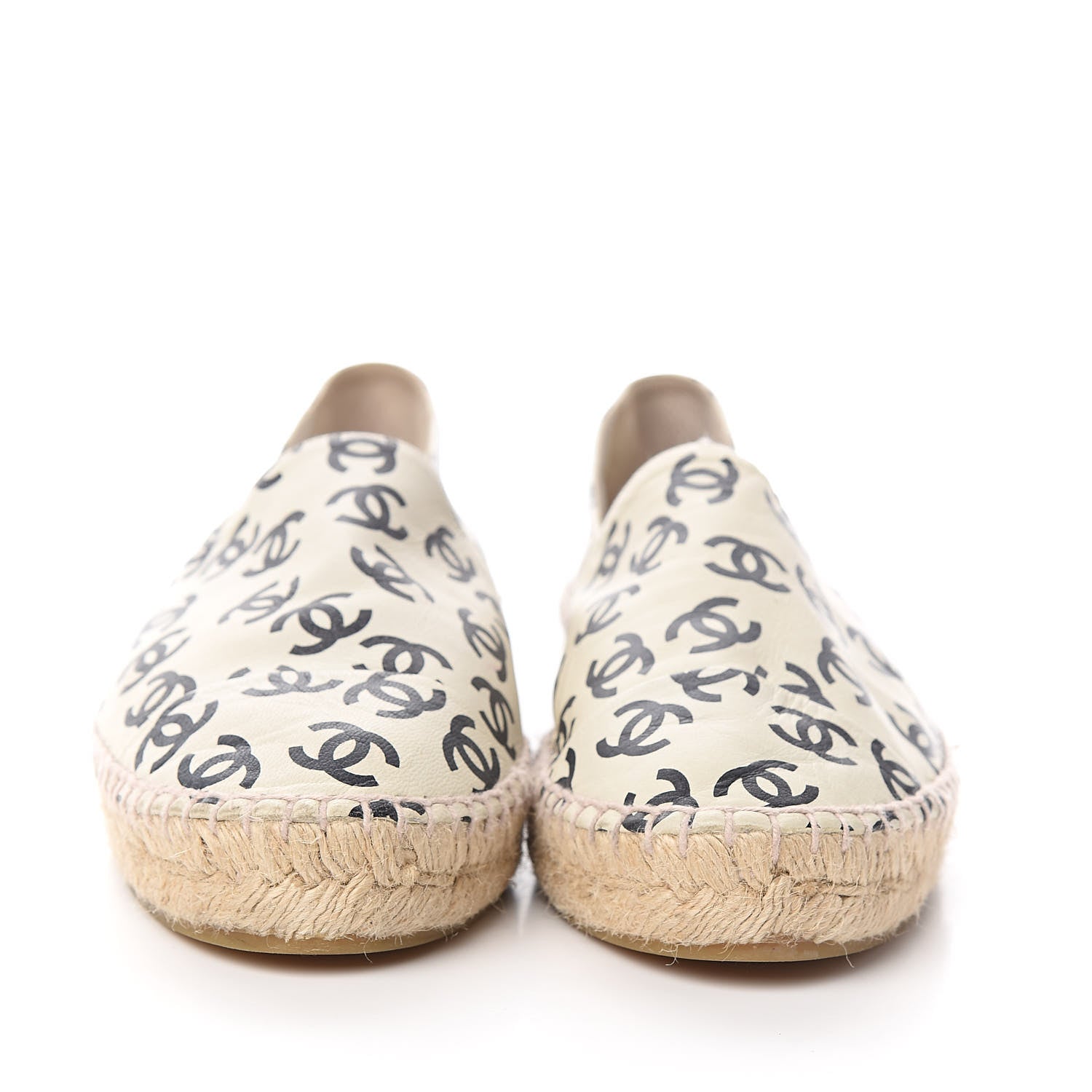 Chanel Lambskin Printed CC Espadrilles 39 White Black 2 of 10