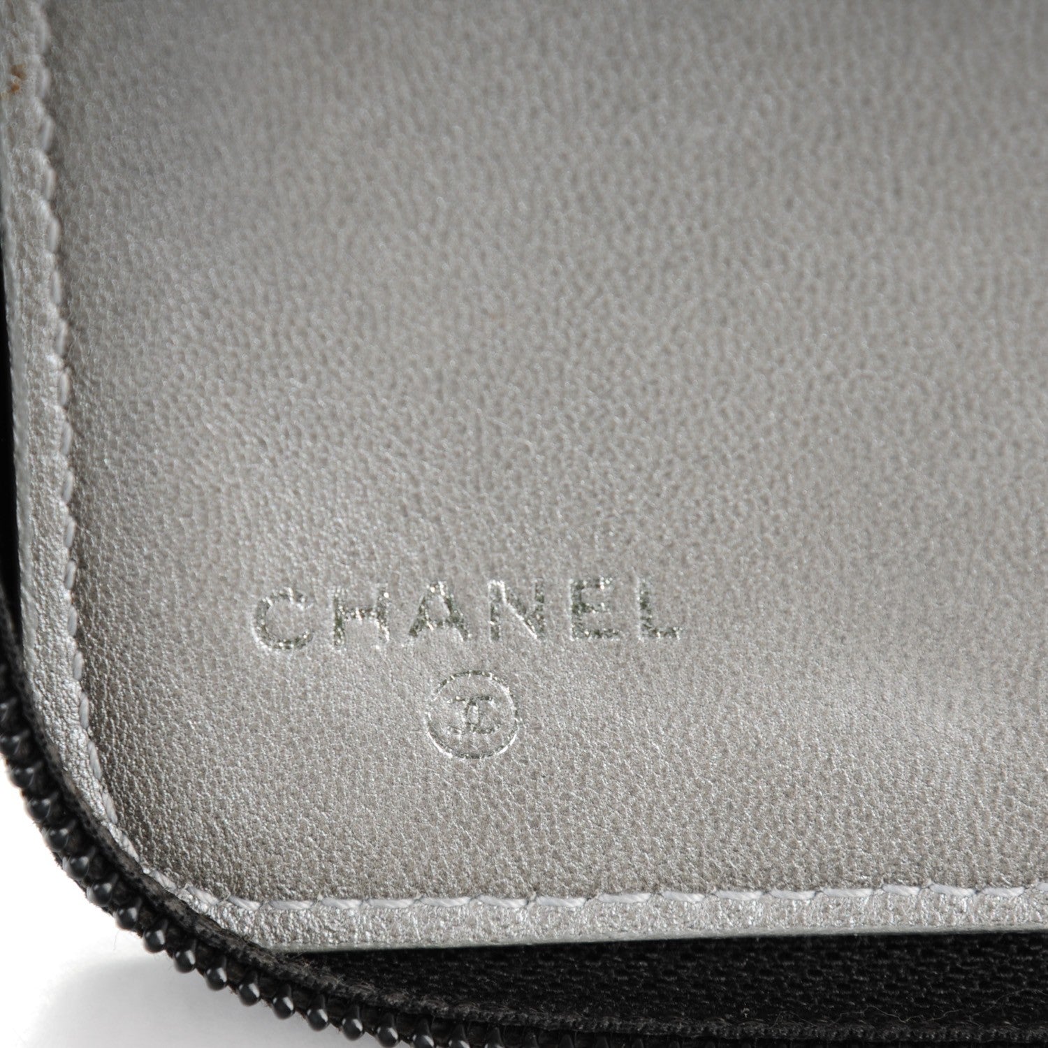 Chanel Lambskin Camellia Embossed Zip Around Organizer Wallet Black 6 of 8