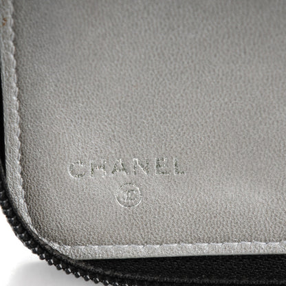Chanel Lambskin Camellia Embossed Zip Around Organizer Wallet Black 6 of 8