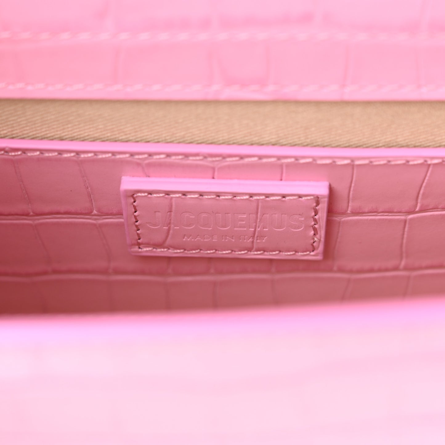 Calfskin Crocodile Embossed Le Grand Bambino Pink