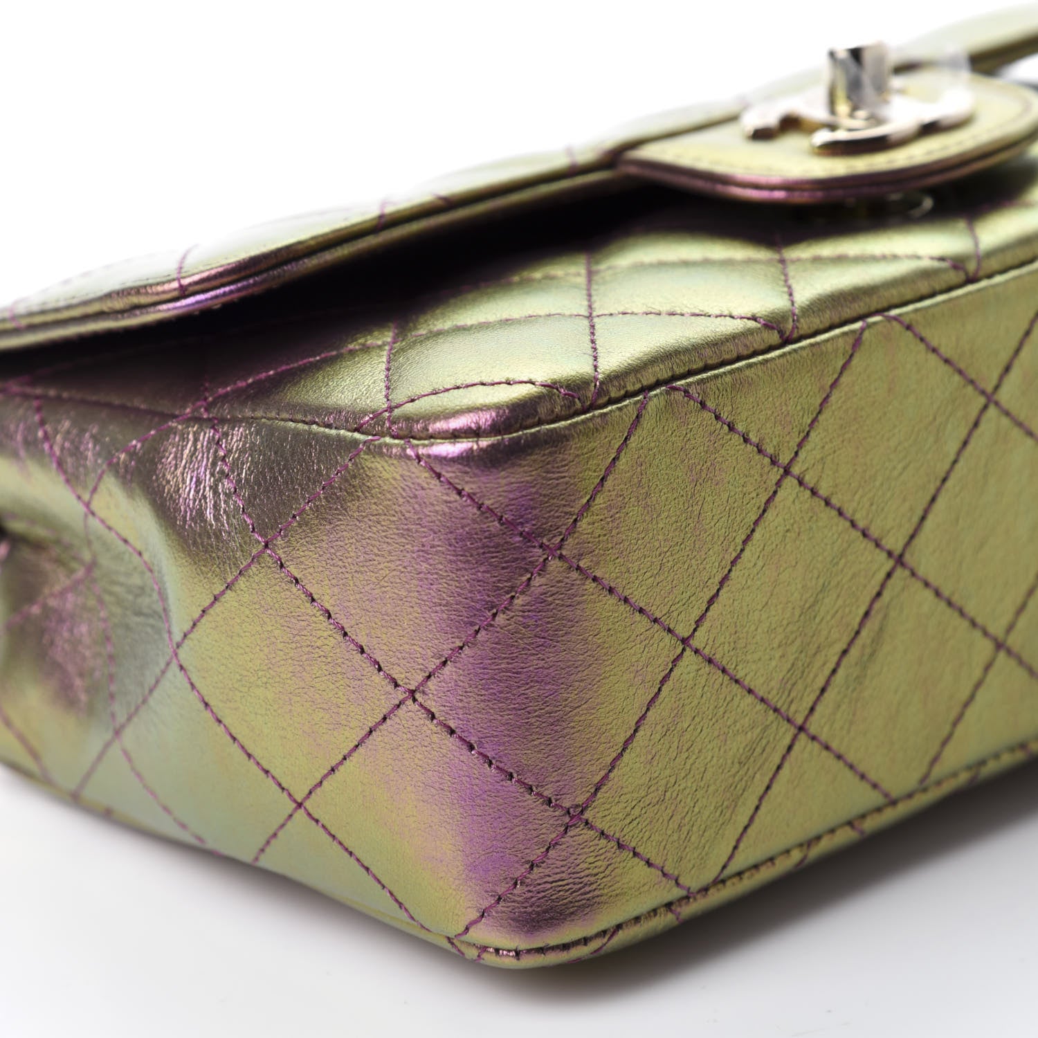 Chanel Iridescent Lambskin Quilted Mini Rectangular Flap Purple 6 of 10