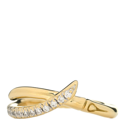 John Hardy 18K Yellow Gold Diamond Bamboo Criss Cross Band Ring 52 6 1 of 4