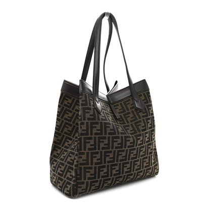 Fendi Fabric Jacquard Vitello Grance FF 1974 Large Fendi Origami Tobacco Moro Ebano 2 of 9