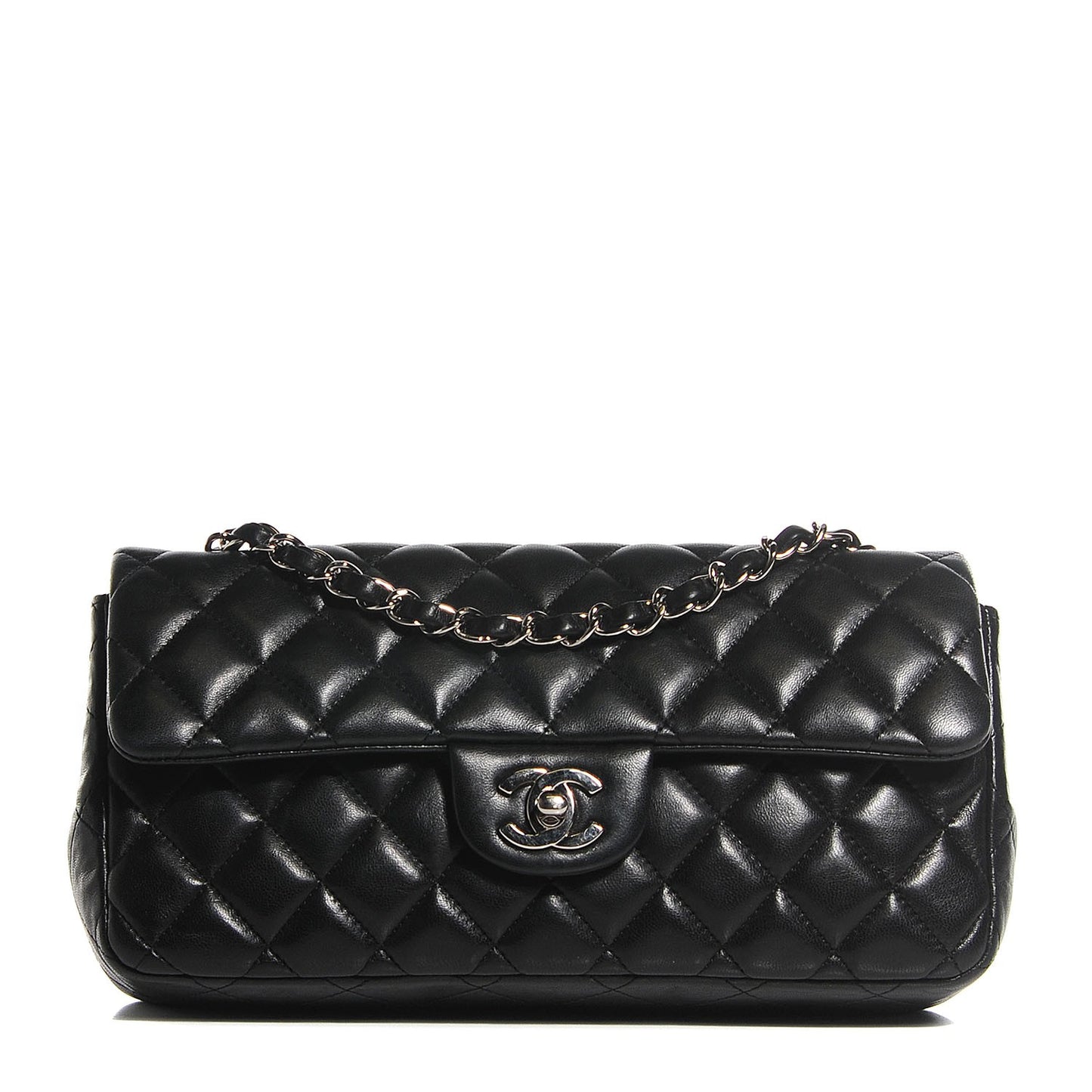 Lambskin Quilted East West Flap Black