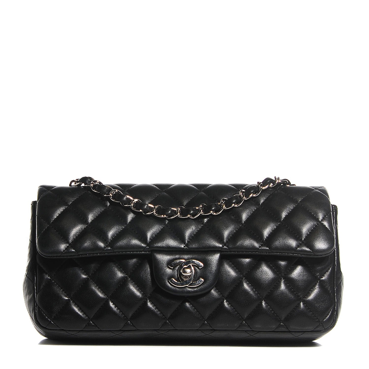Chanel Lambskin Quilted East West Flap Black 1 of 8