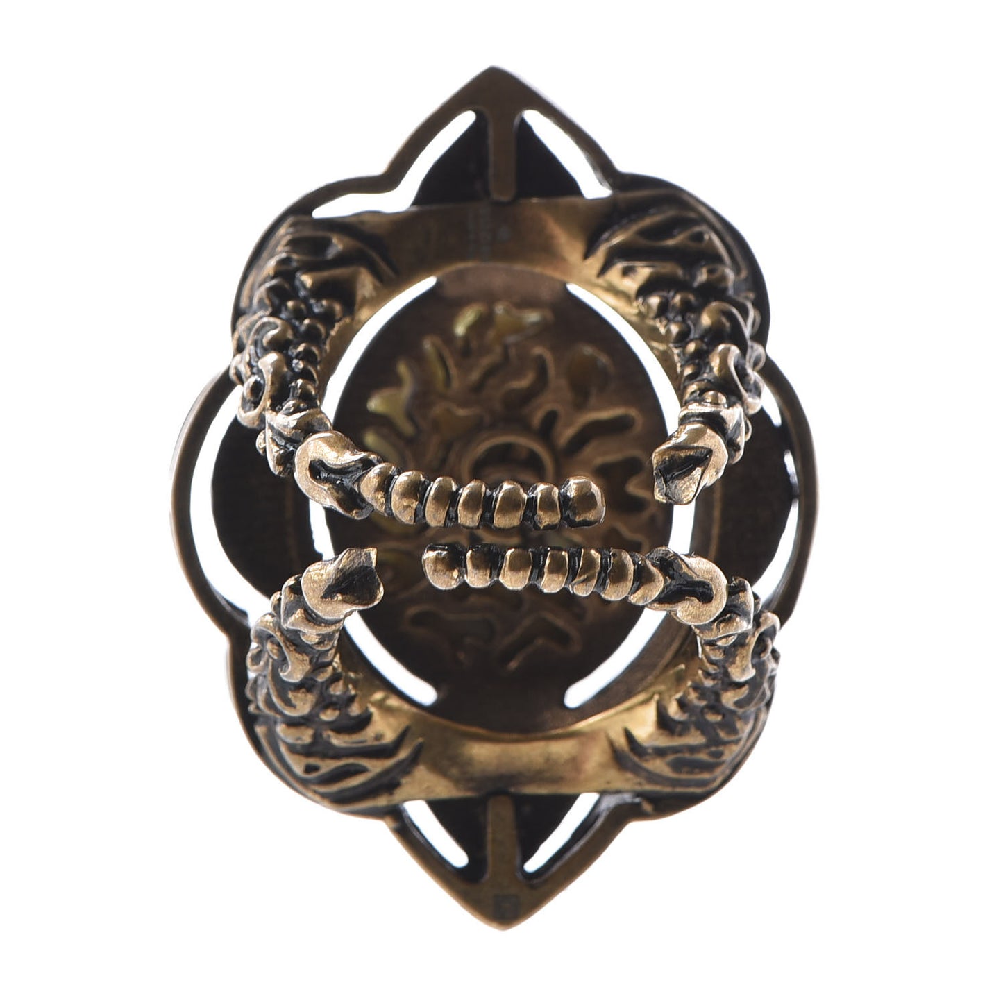 Metal Crystal Velvet Resin RIng 5 Aged Gold Black