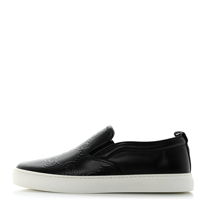 Gucci Calfskin GG Tennis Embossed Mens Dublin Slip On Sneakers 9.5 Black 1 of 10