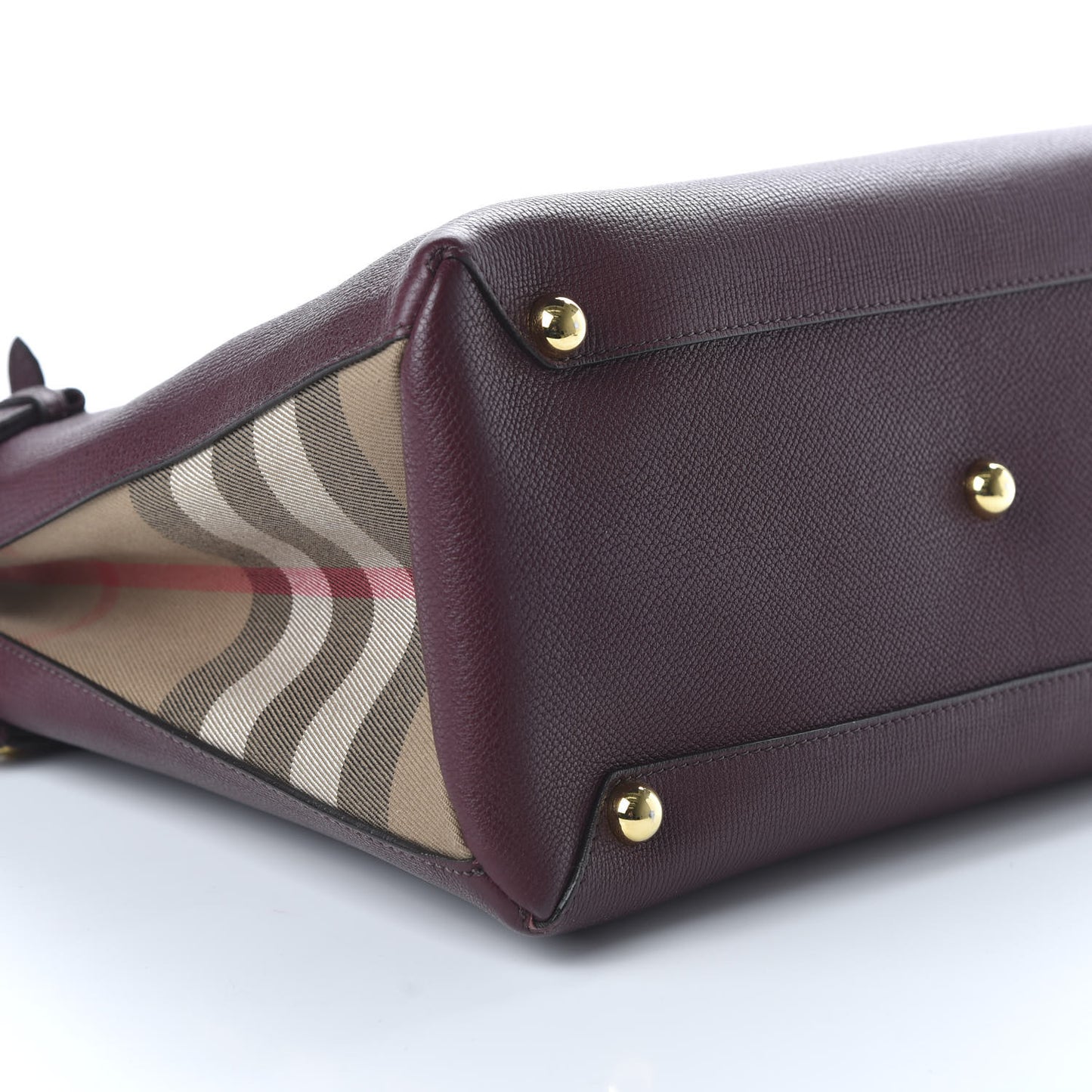 Grainy Calfskin House Check Medium Banner Tote Mahogany Red