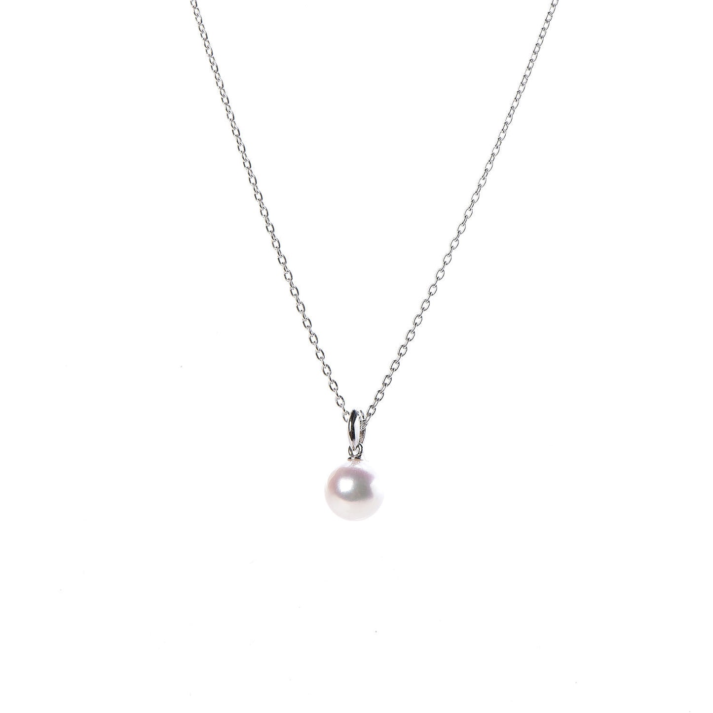 18K White Gold Akoya Pearl 6.5-7mm Pendant Necklace