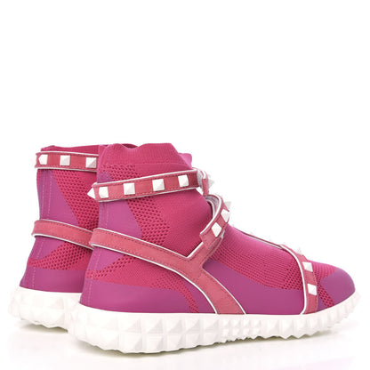 Valentino Garavani Body Tech Knit Free Rockstud Sock High Top Sneakers 37 Shadow Pink Optic White 4 of 8